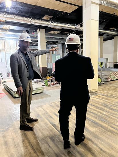 Congressman Morelle tours the RBTL Auditorium to see their renovations.