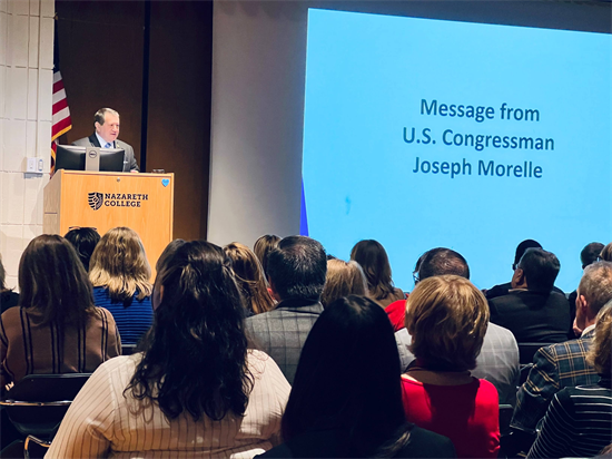 Rep. Morelle speaks at the GRAPE town hall