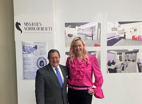 Congressman Morelle at Miss Julie's School of Beauty