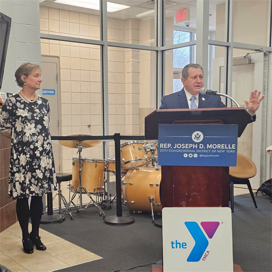 Rep. Morelle speaks at a press conference regarding senior scams