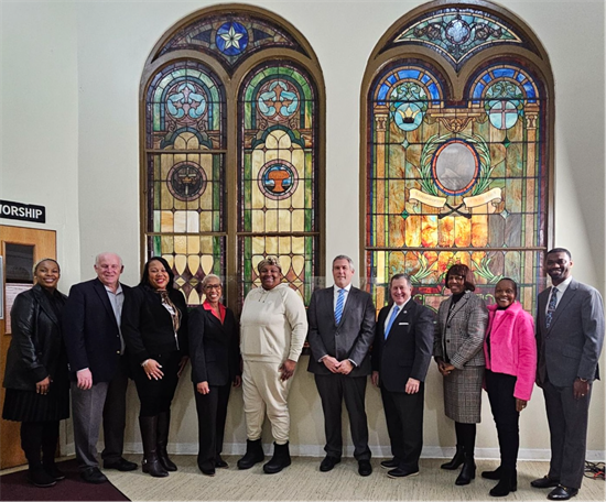 Rep. Morelle stands with local leaders at a press conference at Beyond the Sanctuary