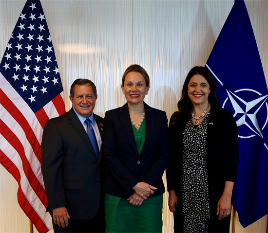 Rep. Morelle and Rep. Bice meet with a representative from NATO