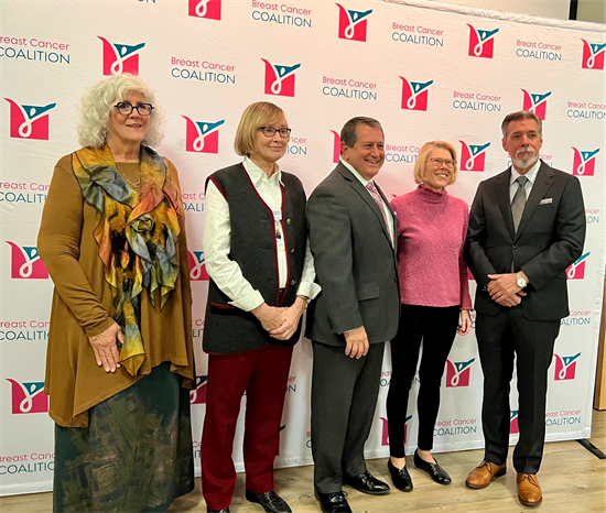 Rep. Morelle stands with community leaders and the Breast Cancer Coalition of Rochester for a press conference