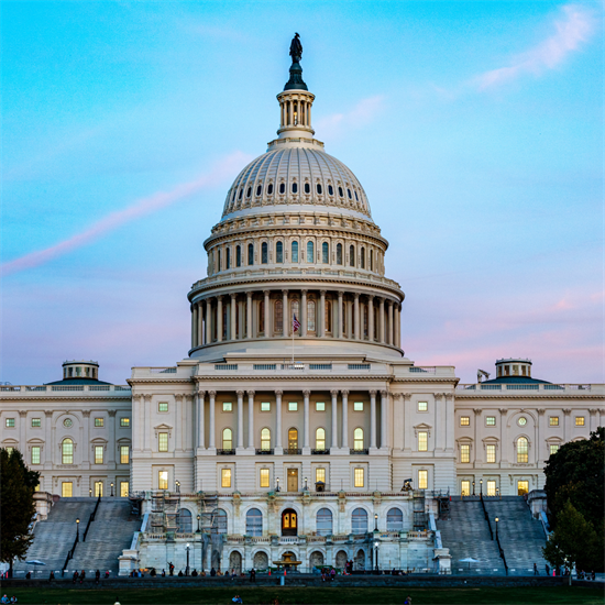 Photo of the U.S. Capitol at sunset.