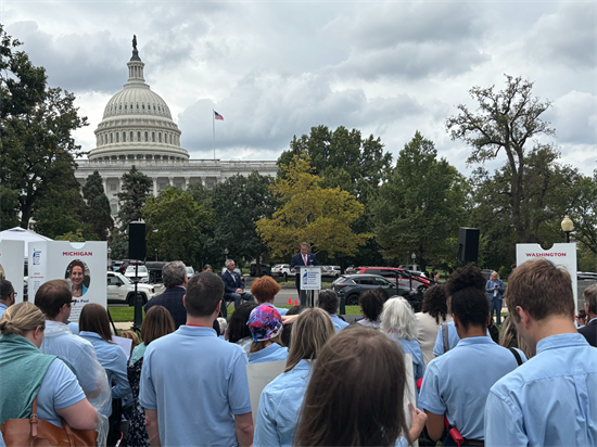 Rep. Morelle speaks at a rally outside the Capitol