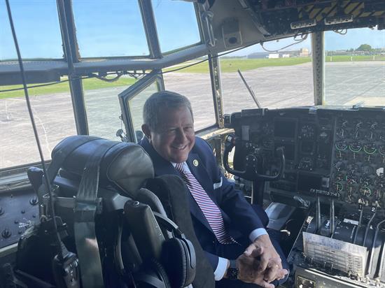 Congressman Morelle sits in an Air Force Helicopter.