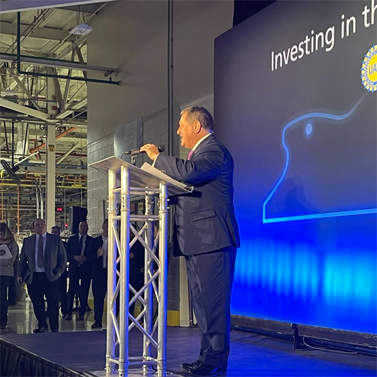 Rep. Morelle speaks at an announcement at GM in Rochester