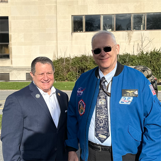 Rep. Morelle stands with Astronaut Lee Morin