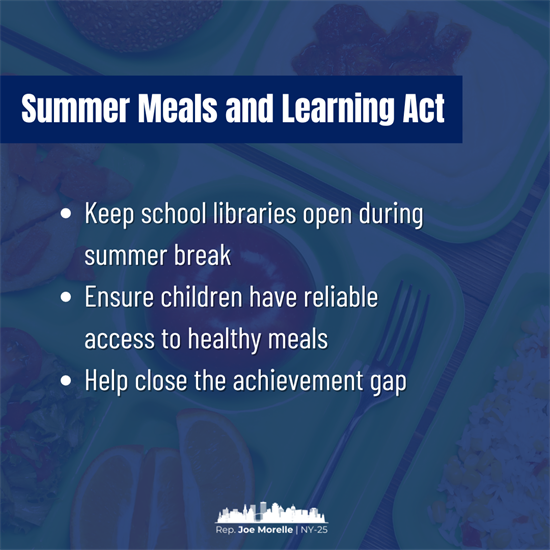 Graphic depicting the goal of the Summer Meals and Learning Act