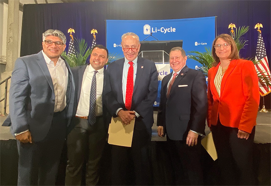 Rep. Morelle stands with Senator Schumer and other leaders at Li-Cycle