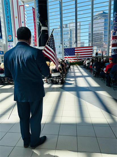 Rep. Morelle stands at a Memorial Day Ceremony