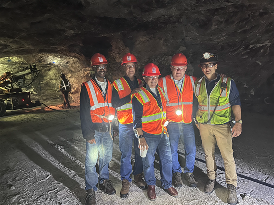 Congressman Morelle stands with workers at American Rock Salt in the salt mine.