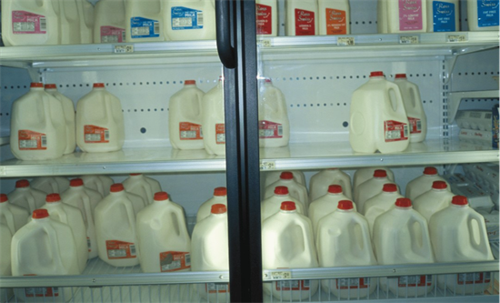 Picture of Milk in a store refridgerator