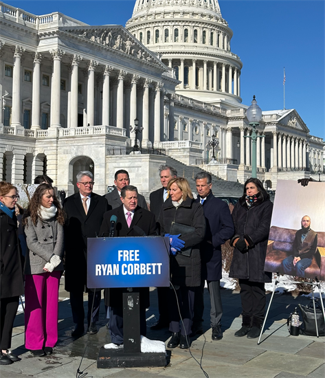 Rep. Morelle speaks at a press conference about Ryan Corbett