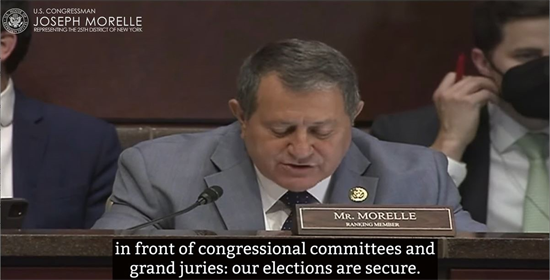 A still of Ranking Member Morelle addressing the Committee on House Administration