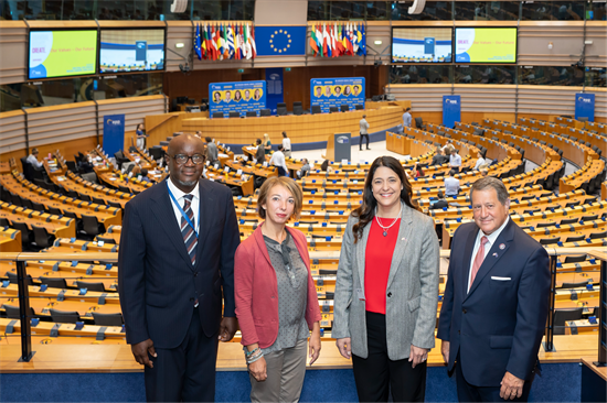 Rep. Morelle, Rep. Bice, and officials from the European Union stand together