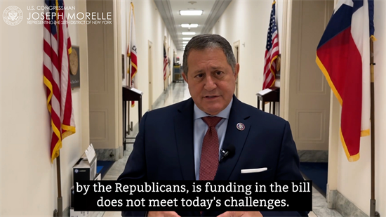 A still from Rep. Morelle's video outside the Energy and Water Development Markup