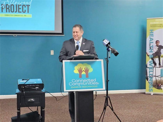 Rep. Morelle speaks at the Greenwood Press Event