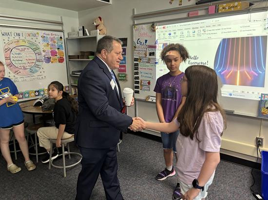 Rep. Morelle visits a classroom of Iroquois Middle School students