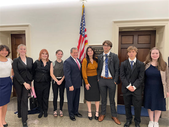 Rep. Morelle stands with student leaders from Fairport High School