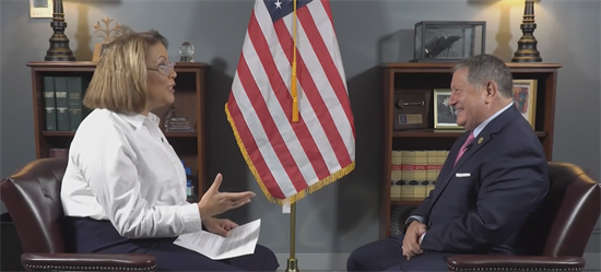 Congressman Morelle sits with JoDee Kenney in an interview.